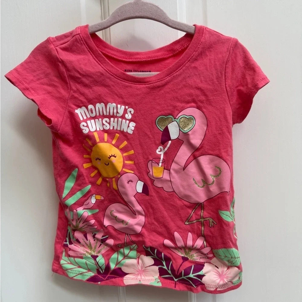 The Children’s Place 2T Girls Pink Flamingo Mommy’s Sunshine Short Sleeve Top